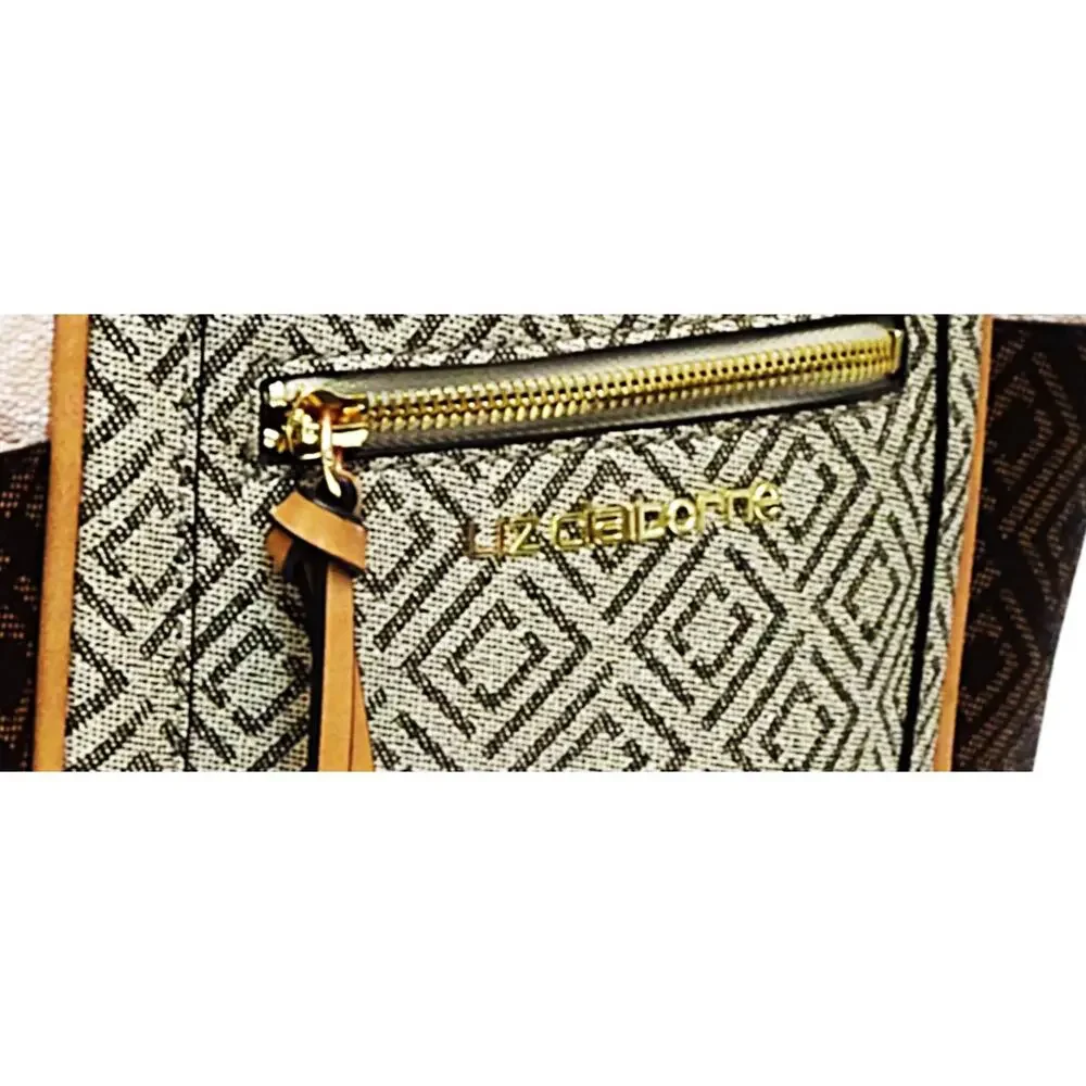 Liz Claiborne Brown & Beige Geometric Crossbody Bag